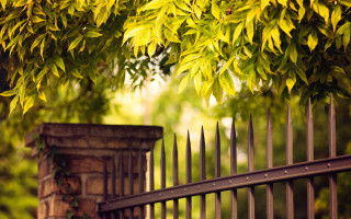 Gate brick pillar tree green - pillar free wallpaper