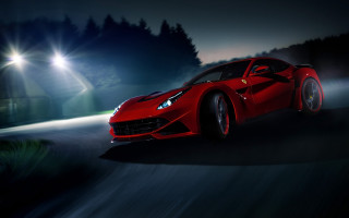 Red sports car night road 7 - a red sports car free wallpaper