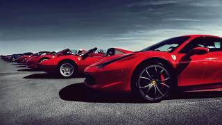 Red sports cars parking lot 2 - a row free wallpaper