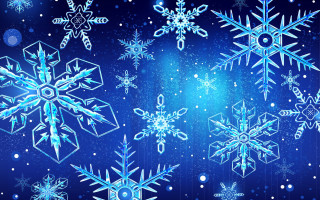 Blue snowflakes christmas night moon - folk art free wallpaper