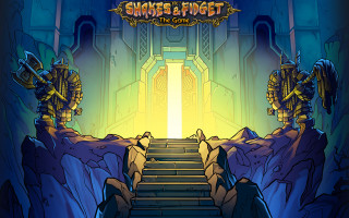 Cartoon stairway bright light cave - a doorway free wallpaper