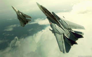 Fighter jets flying sky above 2 - the sky above the clouds free wallpaper