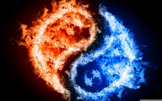 Fire ice yin yang blue 2 - yang symbol free wallpaper