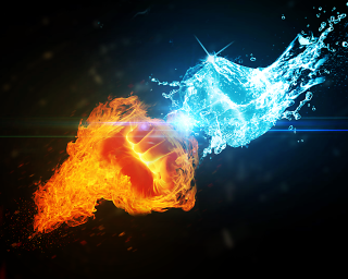 Fire water wallpapers background blue - computer art free wallpaper