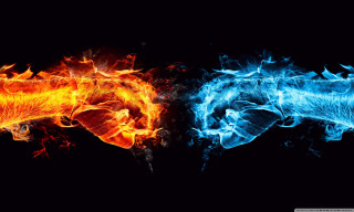 Fire ice contrast blue red - abstract illusionism free wallpaper