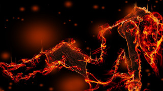 Woman dancing fire hair blowing - fabien charuau free wallpaper