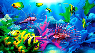 Sea life fish corals sunbeam - fish and corals free wallpaper