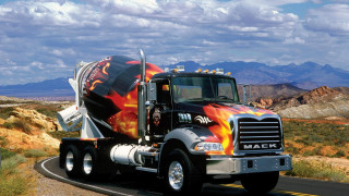 Large truck driving road sky - public free wallpaper