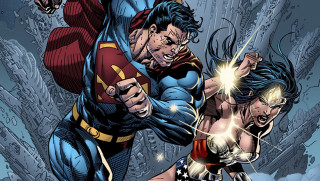 Superman wonderwoman battle duel comicbook - a comic book cover free wallpaper for desktop