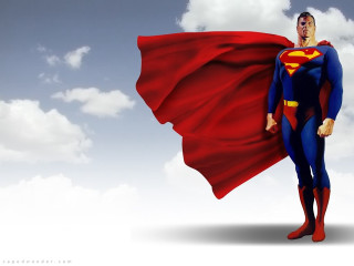 Superman flying clouds blue sky - a man in a superman suit free wallpaper