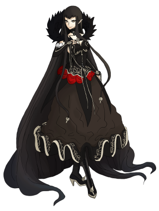 Gothic woman black dress red 2 - a black tail free wallpaper