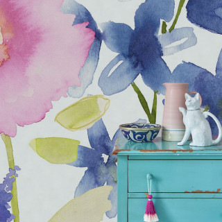 Blue dresser vase cat flower - free spring wallpaper for tablet