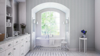 Bathroom tub sink window white - a blue vase free wallpaper
