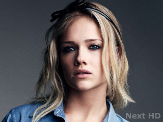 Blonde woman blue shirt bow - emma geary free wallpaper