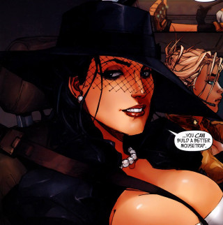 Woman hat man suit tie - comic cover art free wallpaper for tablet