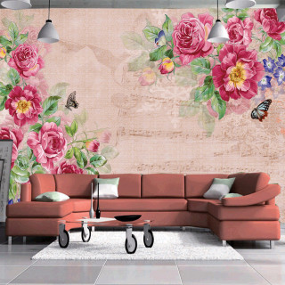 Living room floral mural couch - free flowers wallpaper for tablet