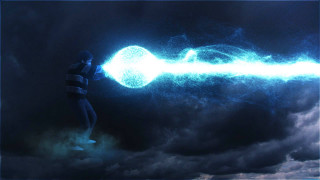 Man flying ball lightning sky - a ball free wallpaper for desktop