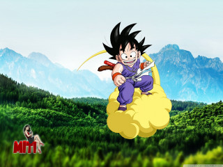 Cartoon character flying mountain sword - over a mountain free wallpaper