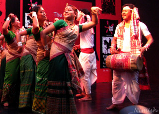 Group people stage drums woman - bengal school of art free wallpaper