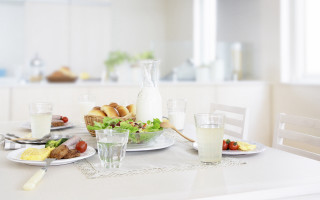 Table food glasses water meal - the table free wallpaper