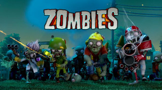 Zombies field sky background gun - a group of zombies free wallpaper
