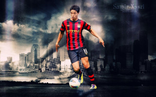 Man soccer kicking city skyline 2 - city free wallpaper