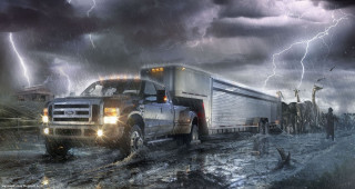 Truck field lightning people group - a truck driving free wallpaper