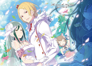 Anime couple blue sky clouds 3 - a couple of anime characters free wallpaper