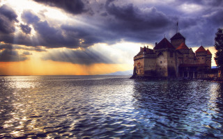 Castle lake cloudy sky sun - the cloud above free wallpaper for desktop