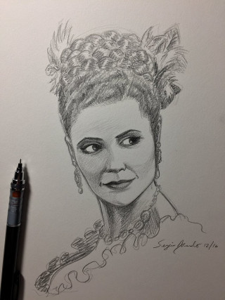 Woman braid necklace drawing art 2 - free portrait wallpaper for mobile