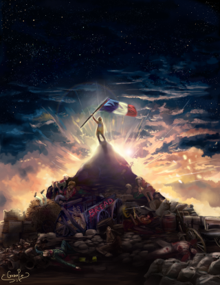 Person holding flag mountain rocks - album cover free wallpaper for mobile