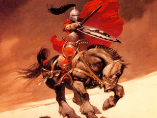 Man riding horse sword shield - a painting of a man riding free wallpaper