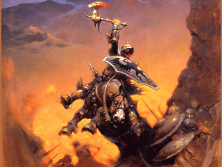 Knight horse flag sword painting - frazetta free wallpaper