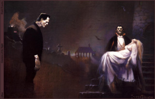 Man woman graveyard ghost cat - frazetta free wallpaper