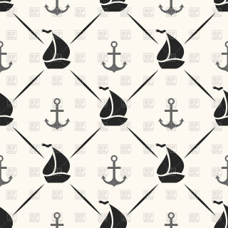 Black white pattern sailboat anchor - free ship wallpaper for tablet