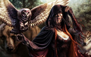 Woman owl wolf epic fantasy - epic fantasy character art free wallpaper for desktop