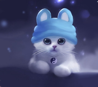White cat blue hat table - free cats wallpaper for tablet