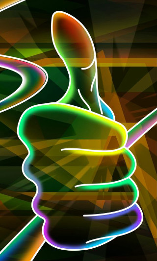 Person holding spoon multicolored background - digital art free wallpaper for mobile