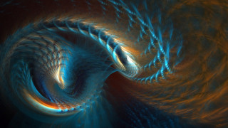 Blue orange swirly glowing monster - vibrant color line free wallpaper