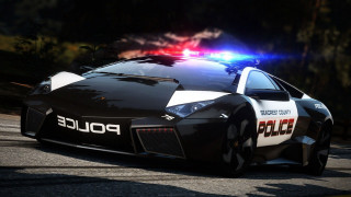 Police car driving street forest - a police car free wallpaper for desktop