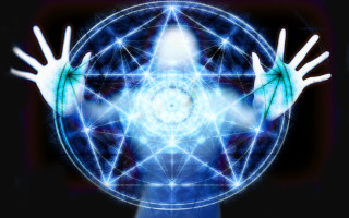 Person hands out blue white - sacred free wallpaper for desktop