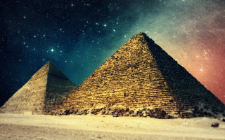 Pyramid desert stars red blue 2 - sacred free wallpaper for desktop