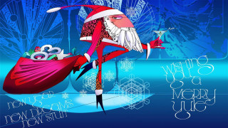 Cartoon santa claus carrying bag - official art free wallpaper for desktop