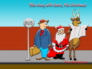 Santa claus reindeer bus sign - the sidewalk free wallpaper