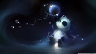 Panda bear bubbles floating air - the air above free wallpaper