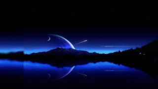 Blue sky mountain lake crescent 2 - night sky free wallpaper