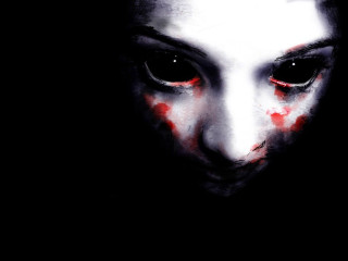 Creepy woman red eyes blood - blood free wallpaper for desktop