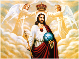 Jesus holding globe angels crown - a globe free wallpaper