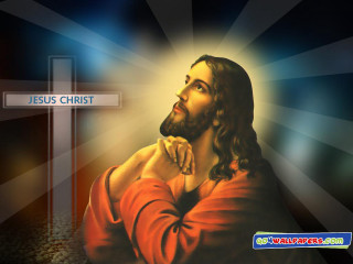 Jesus holding cross light sign - a painting of jesus holding free wallpaper for desktop
