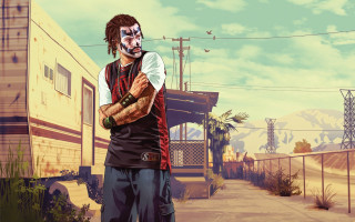 Man clown face building street - a street sign free wallpaper